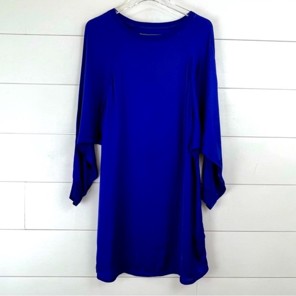 ENZA COSTA Medium Silky Satin Long Sleeve Mini Tunic‎ Dress